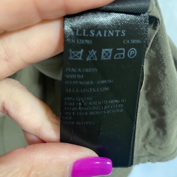 All Saints Women's Green Itaca Sleeveless Shirt Dress US Size‎ 4 - Picture 4 of 7